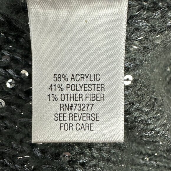 Apt 9 Womens 3X Black Sequin Pullover Sweater V Neck Long Sleeves - Picture 6 of 10